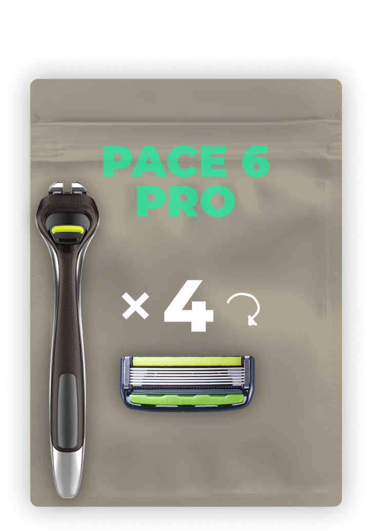 סכיני גילוח Pace6Pro, ידית + 4 סכינים