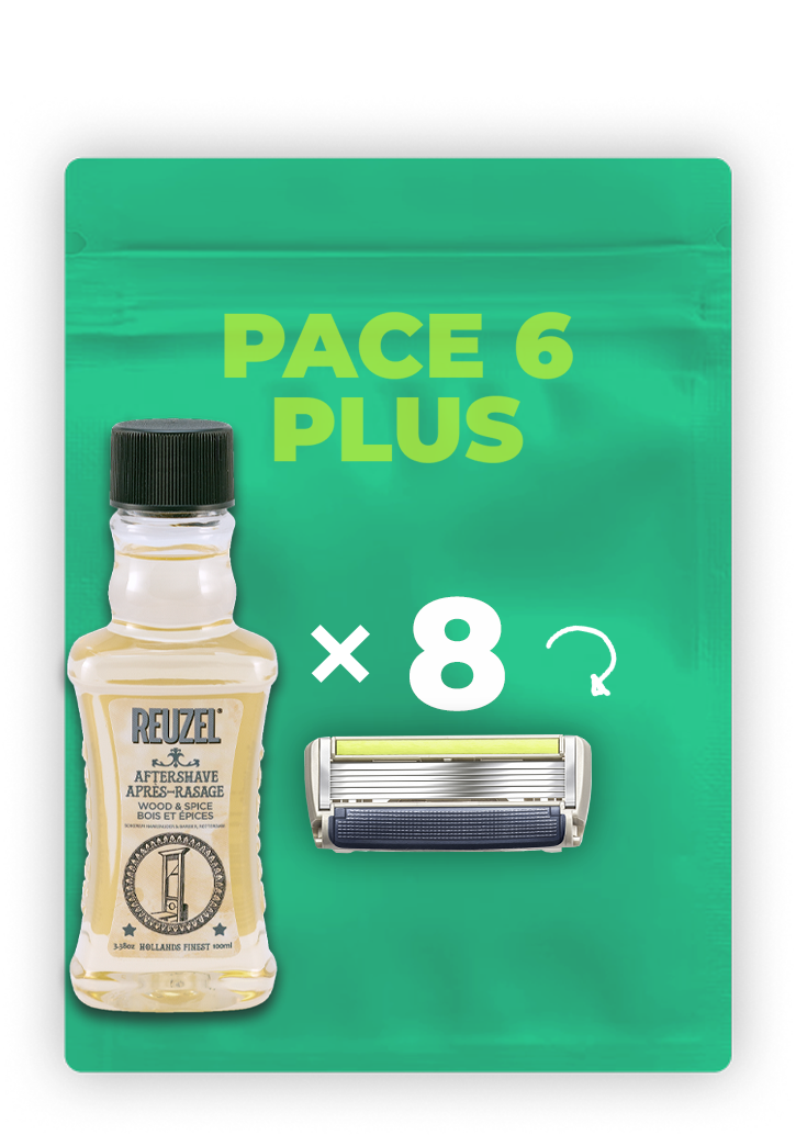 ערכת 8 סכיני גילוח Pace6Plus ואפטרשייב רוזל