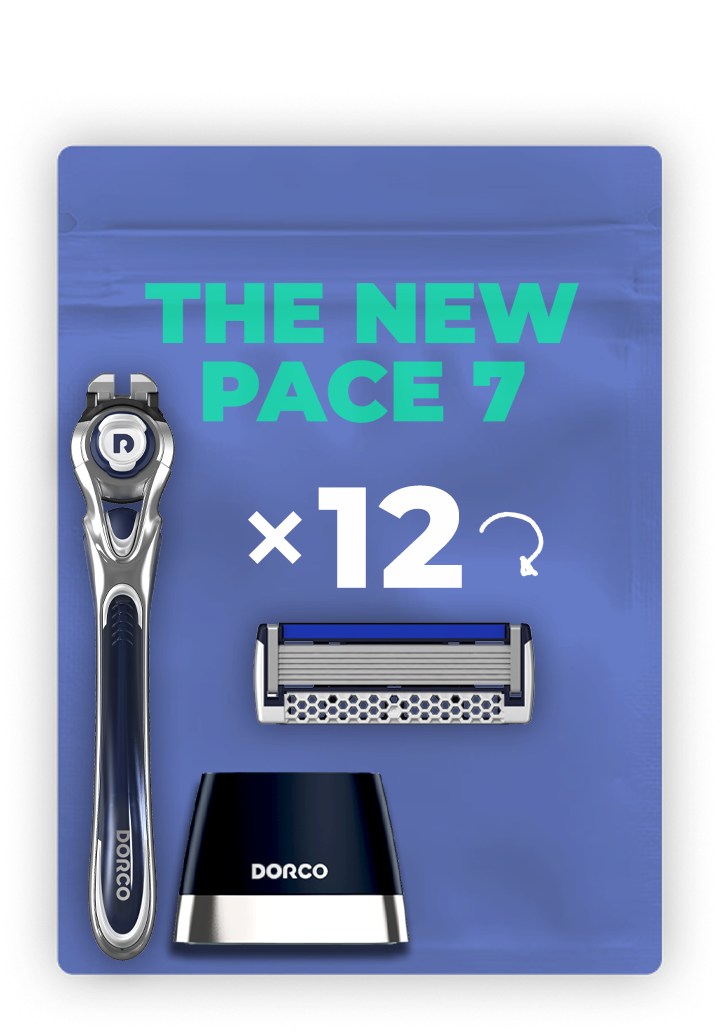 סכיני גילוח Pace7, ערכת 12 סכינים וידית ומתקן